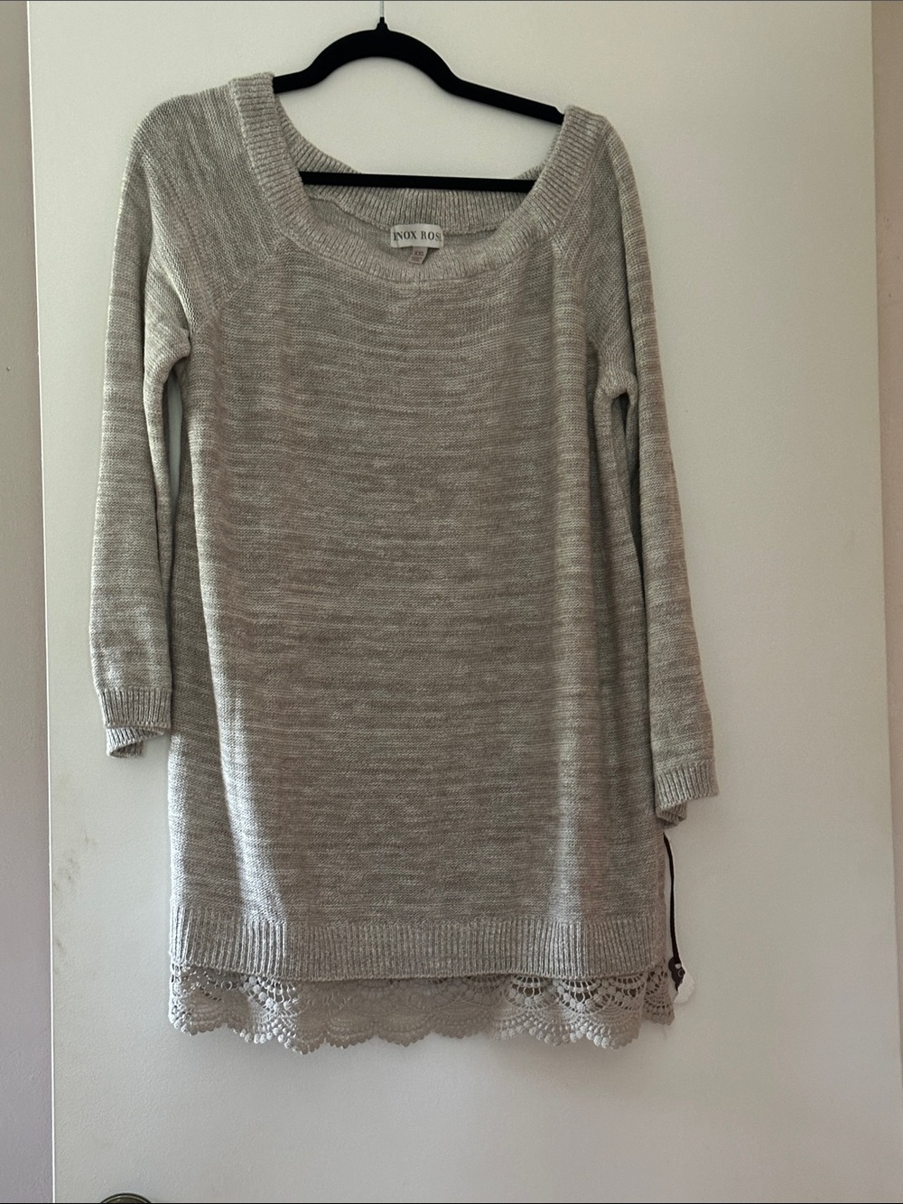 Knox Rose Beige Sweater with lace trim